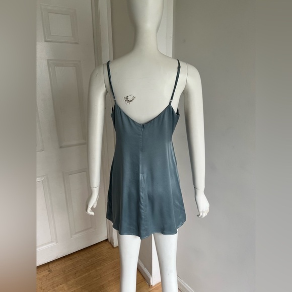 Reformation Aruba Mini Dress Blue 100% silk Slip Bow Tie Front Size 4 Sexy - Picture 5 of 8